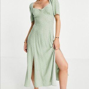 ASOS maxi light green polka dotted dress with sweetheart neckline | US Size 8